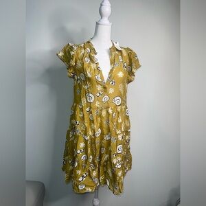 Anthropology Yellow Floral Dress